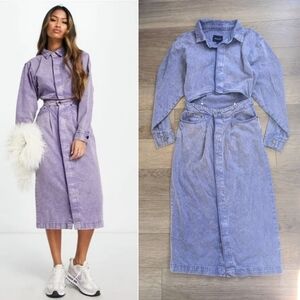 WÅVEN | Gilly Cut-out Denim Midi Dress In Acid Purple